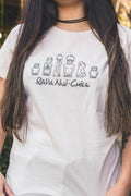 Polera blanca Rapa Nui – diseño de Moai inspirado en Isla de Pascua