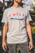 Polera gris Mapa Chile – diseño moderno con mapa y estrella nacional