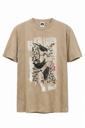 Polera beige Acid Wash aves del bosque – diseño inspirado en fauna chilena