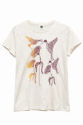 Polera de mujer algodón orgánico colibríes – diseño inspirado en naturaleza chilena