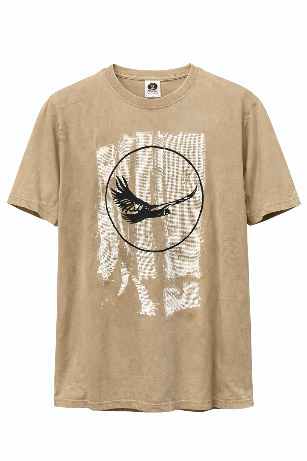 Polera Acid Wash beige cóndor andino – diseño simbólico inspirado en la cordillera de Chile