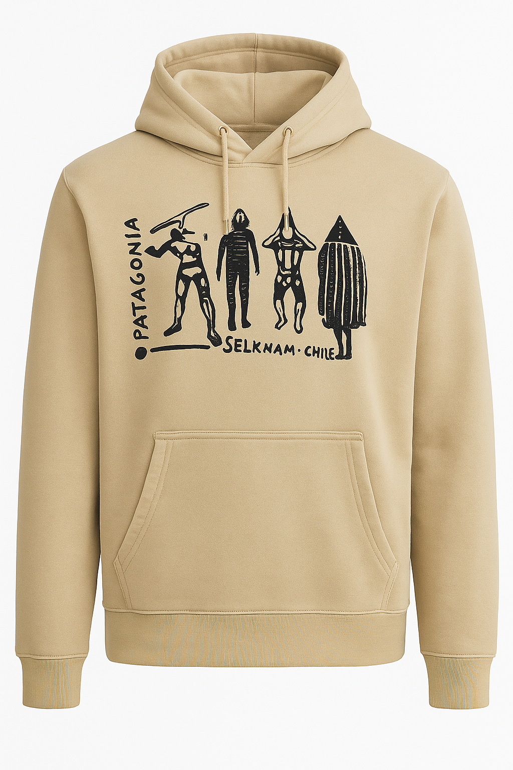 Polerón Acid Wash beige Selknam Patagonia – diseño inspirado en pueblos originarios